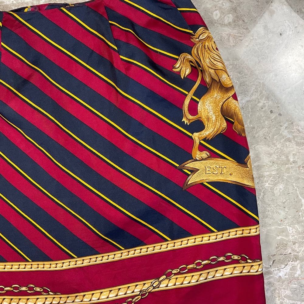 Ralph Lauren Blue Label Lion Heraldry Crest 100% Silk Wrap Skirt Small - Picture 5 of 14